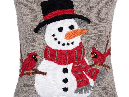 Snowman & Cardinals Hooked Pillow For Discount