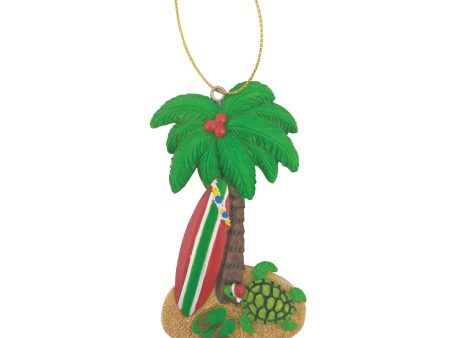 3.55in. Resin Palm with Surfboard Ornament Online now