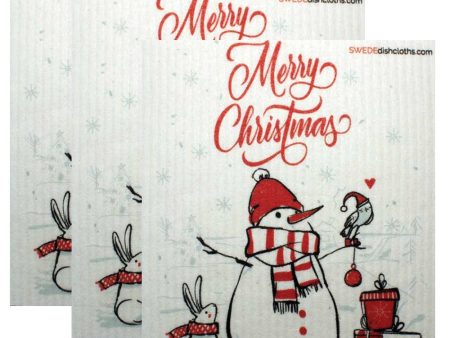 Swedish Dishcloth Set of 3 - Christmas Snowman Online Hot Sale