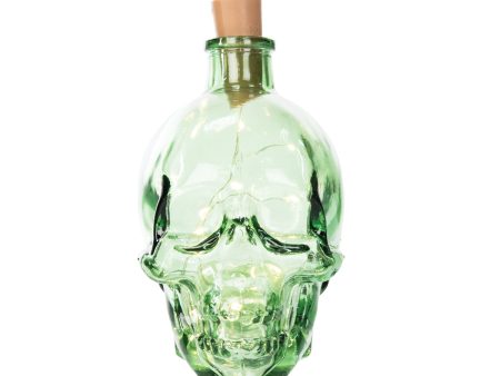 LED Green Glass Skull Bottle Online now