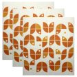 Swedish Dishcloth Set of 3 - Orange Geometric Flowers Cheap