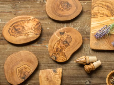 Olive Wood Coasters set of 4 Online now