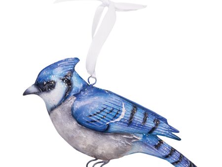 Metal & Capiz Blue Jay Ornament For Sale