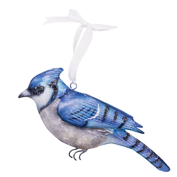 Metal & Capiz Blue Jay Ornament For Sale