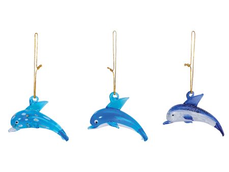 Glass Dolphin Ornaments, Asst. of 3 Online Hot Sale