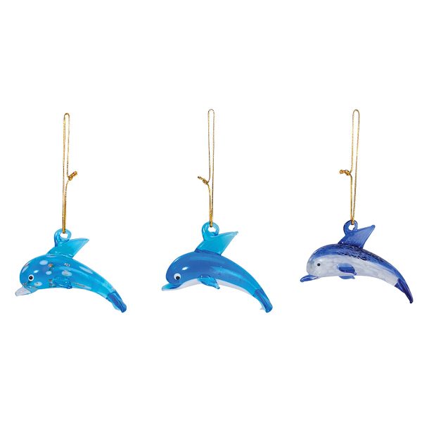 Glass Dolphin Ornaments, Asst. of 3 Online Hot Sale