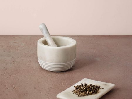 white marble mortar & pestle on Sale