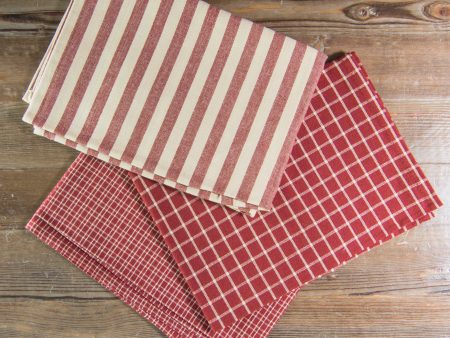 Variety Towel Set - Red and Teadye Set of 3 Online