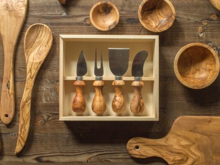 Olive Wood Cheese Knives Set of 4 Discount