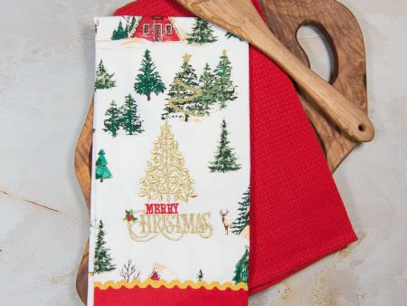 Tea Towel Set of 2 - Christmas Scene Hot on Sale