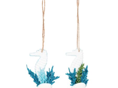 Blue Coral Shimmer Seahorse Ornament, Asst. of 2 Sale