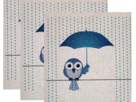 Swedish Dishcloth Set of 3 - Bluebird in Rain Sale