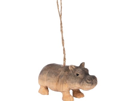 Hippo Wood Ornament For Discount