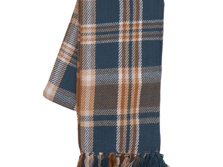 Blue Gold Plaid Throw For Discount