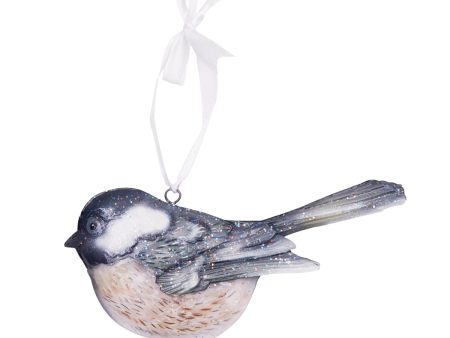 Metal & Capiz Chickadee Ornament on Sale