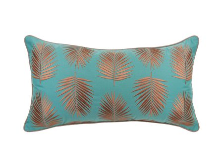 Palm Pattern Bronze & Mineral Indoor Outdoor Lumbar Pillow For Discount