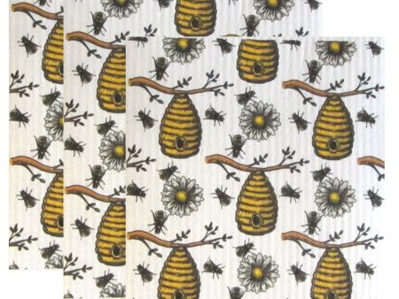 Swedish Dishcloth Set of 3 - Bees and Honey on Sale