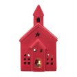 LED Flocked Red Church Figurine Fashion