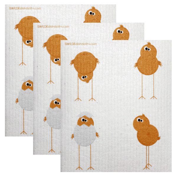 Swedish Dishcloth Set of 3 - Funny Chickens Online now