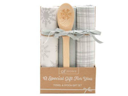 Sparkle Snowflake Towel & Spoon, Set of 4 on Sale