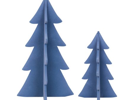 Flocked Blue Tree Figure, Set of 2 For Discount