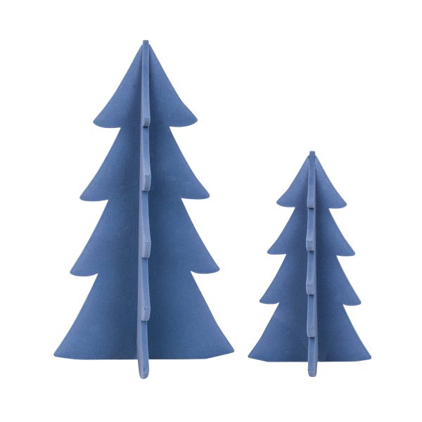 Flocked Blue Tree Figure, Set of 2 For Discount