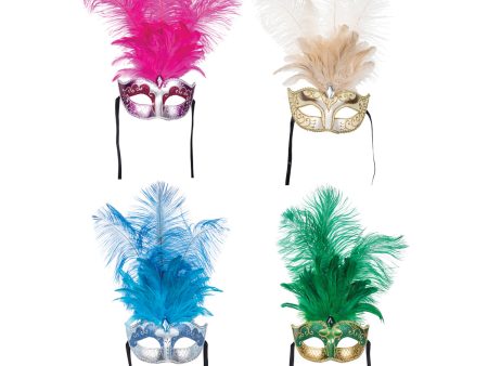 Feather Top Masks, Asst. of 4 For Cheap