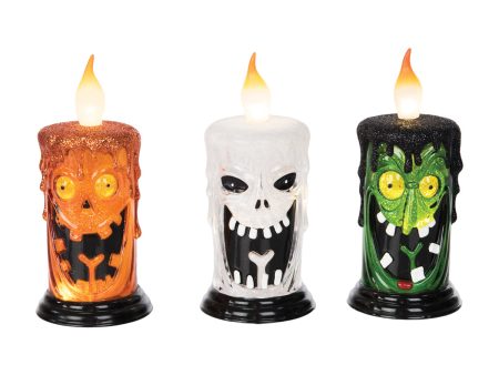 LED Halloween Acrylic Candle, Asst. of 3 Fashion