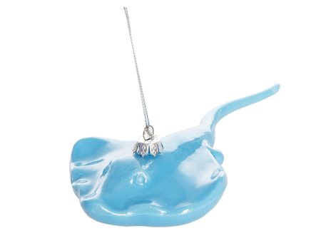 Blown Glass Blue String Ray Ornament For Sale