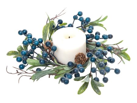 Small Blue Berry Pinecone & Leaves Wreath Supply