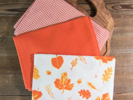 Seasonal Towel Set of 3 - Fall Leaves Hot on Sale