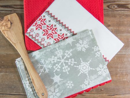 Seasonal Towel Set of 3 - Winter Snowflakes Online Sale