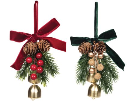 Gold Bell, Berries, & Ribbon Ornament, Asst. of 2 Cheap