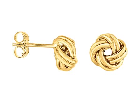 14K Gold Medium Muli-Row Love Knot Stud Earring For Sale