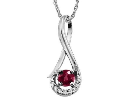 14K White Gold Madagascar Ruby Diamond Pendant Discount