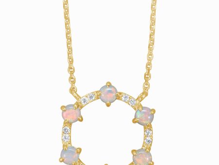 14K Yellow Gold Australian Opal Diamond Neckpiece Online Hot Sale