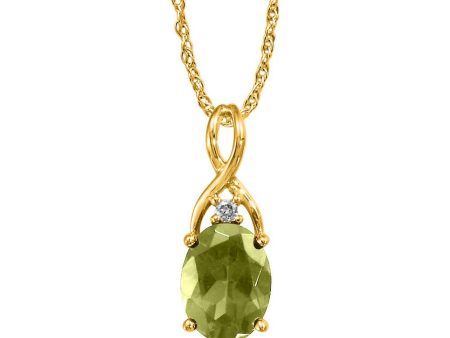 14K Yellow Gold Peridot Diamond Pendant Cheap