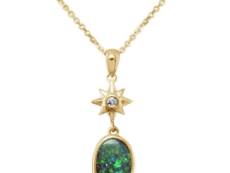 14K Yellow Gold Australian Boulder Opal Diamond Pendant Online Sale