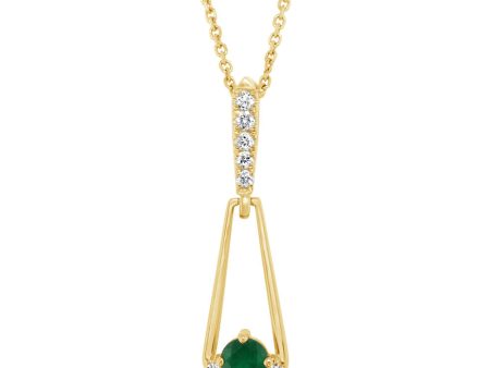 14K Yellow Gold Brazilian Emerald Diamond Pendant Sale