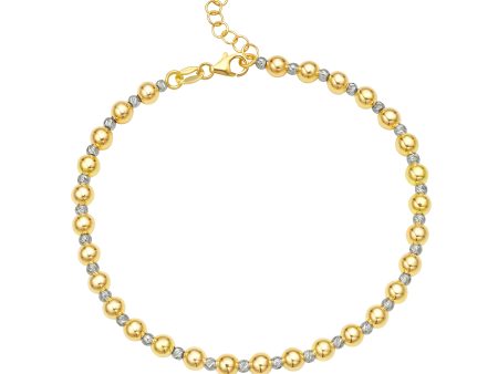 14K Polished & Diamond Cut Bead Necklace Online now