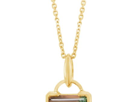 14K Yellow Gold Bi-Color Tourmaline Pendant Cheap