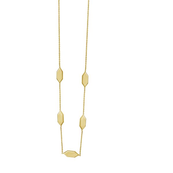 14K Elongated Hexagon Link Necklace Fashion