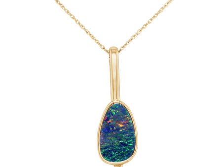 14K Yellow Gold Australian Opal Doublet Pendant Online