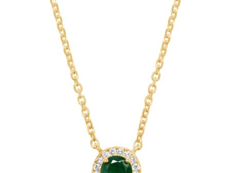 14K Yellow Gold Brazilian Emerald Diamond Neckpiece For Sale