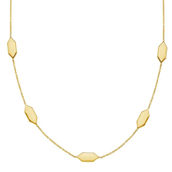 14K Elongated Hexagon Link Necklace For Cheap