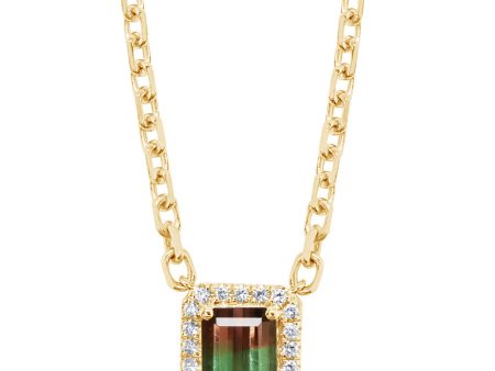 14K Yellow Gold Bi-Color Tourmaline Diamond Neckpiece Supply