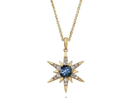 14K Yellow Gold Montana Sapphire Diamond Star Pendant Online Sale