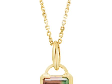 14K Yellow Gold Bi-Color Tourmaline Pendant Online Sale